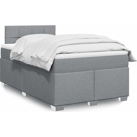 Cama box spring con colchón tela gris claro 120x190 cm (1/5)
