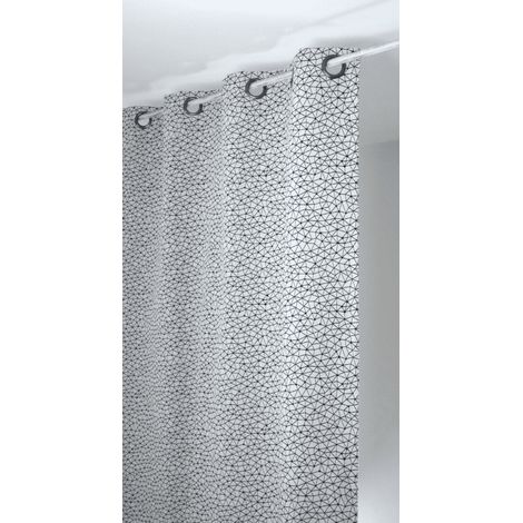 Rideau ambiance géométrique motif toile - 135x260cm - Blanc (1/2)