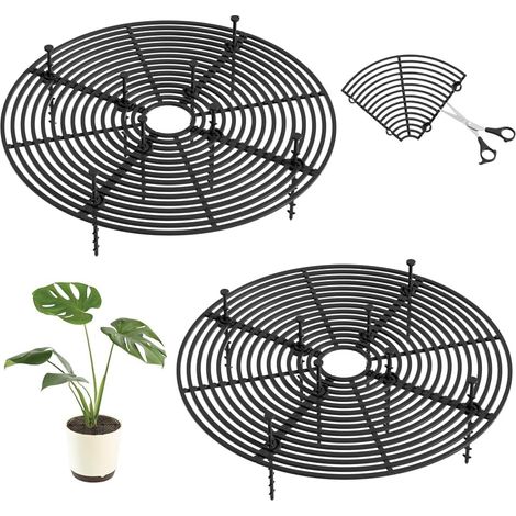 2 Pièces Grille Protection Plante Chat,Grille Plante Découpable,Garde Sol pour Pot de Plantes,Cache Pot de Fleurs en Grille Pot Plastique