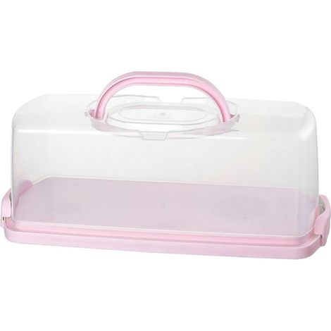 Boîte à pain rectangulaire portable avec couvercle transparent et poignée, idéale pour conserver les gâteaux et autres aliments. (1/5)