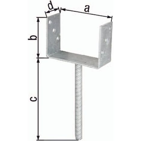 GAH Alberts U-Pfostenträger ETA-10/0210 101x100x200x60mm TZN m.Betonanker a.Riffelstahl - 214289