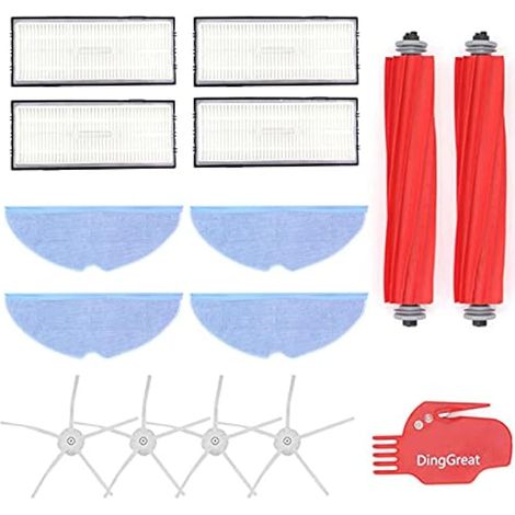 Kit d'accessoires de rechange pour Roborock S7 S7 Plus T7 T7S T7Plus T7SPlus Robot Aspirateur - 2 Brosses Principales, 4 Filtres, 4 Brosses Latérales, 4 Serpillière,1 Brosse de Nettoyage (1/5)