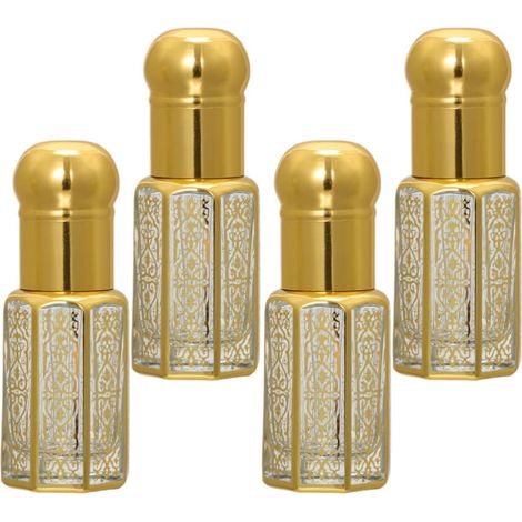 Nachfüllbare Parfümflakons, 4er-Set, kompaktes und tragbares Design, 12 ml Goldglas, präzise Pipette für besondere Anlässe und unterwegs (1/5)