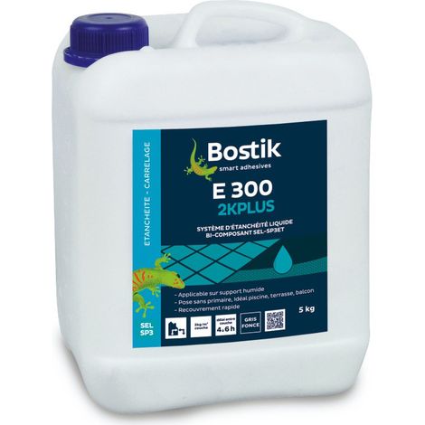 Bostik – Système d'imperméabilisation 5L – Étanchéité E 300 2KPlus gris foncé – Protection durable contre l'humidité sur surfaces variées