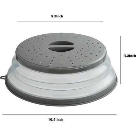 Tapa antisalpicaduras para microondas,Protector antisalpicaduras de silicona plegable y ventilado,Para la preparación de alimentos,Gris (1/4)