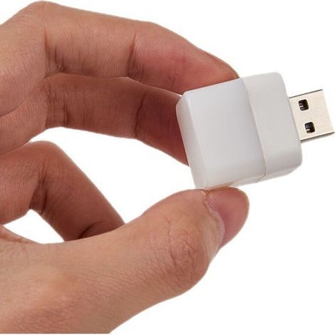 Pequeña luz nocturna LED USB de 5 V, enchufe USB, lámpara para portátil, cargador de fuente de alimentación, mini luz de lectura, protección ocular, lámpara de lectura cuadrada, 2 luces: blanca y cáli (1/4)