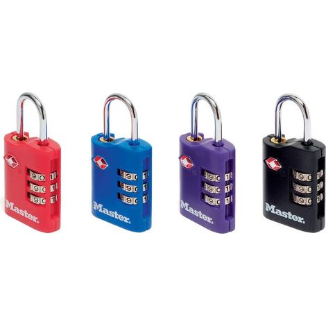 Master Lock 4686EURT Pack de 2 Cadenas à Combinaison TSA, Couleur Aléatoire, 6,3 x 3 x 1,4 cm