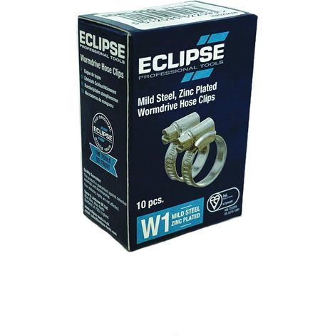 Eclipse Professional Tools ECW1-OOO W1, confezione da 10 fascette stringitubo a vite senza fine in acciaio dolce da 9,5-12 mm (⅜" - ½") (1/4)