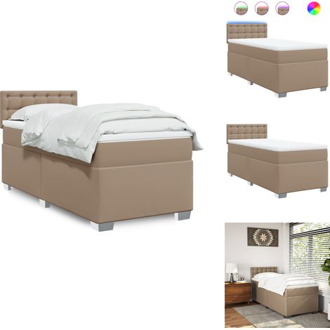 Sommier à lattes de lit avec matelas Cappuccino 100x200 cm - Sommier À Lattes De Lit - Sommiers À Lattes De Lit - Lit - Meuble De Chambre À Coucher (1/5)
