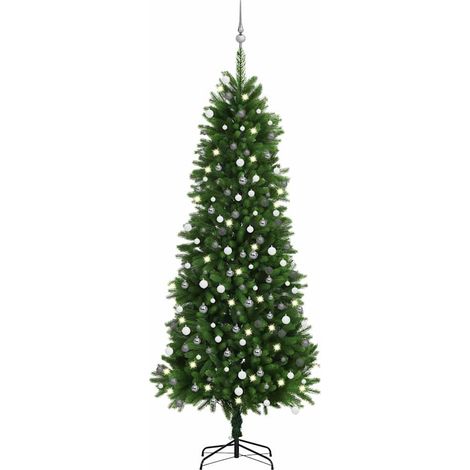 Künstlicher Weihnachtsbaum mit Beleuchtung Kugeln 240 cm Grün