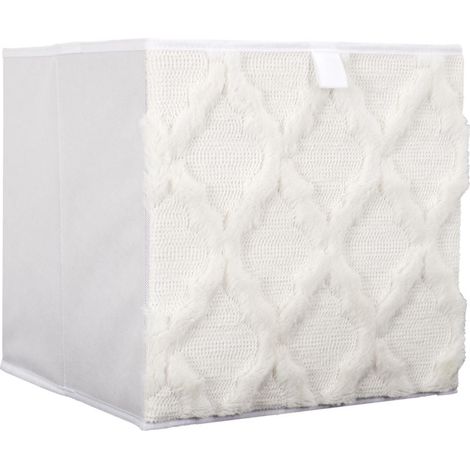 Paris Prix – Boîte de rangement pliable 30x30cm en polypropylène – Tissu tufté beige – Cube décoratif pour espaces réduits (1/4)