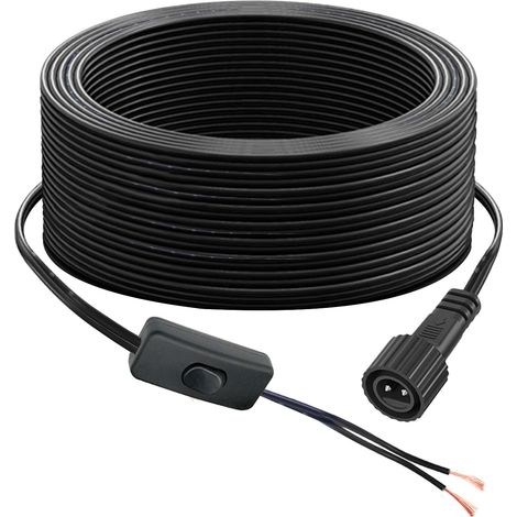 Câble d'alimentation de rechange de 10 m pour guirlande lumineuse LED à 3 transformateurs LED (10 m + bouton commutateur) (1/5)