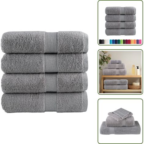 Gesichtstuch - vidaXL Premium Gästetücher SOLUND 4 Stk. Grau 30x50 cm 600 g/m² - Trainingstuch (1/5)
