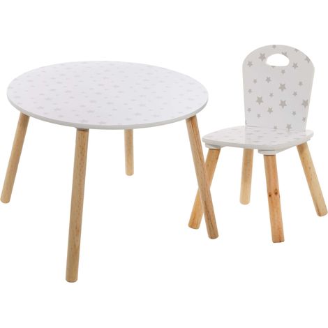 Pack Muebles Infantiles Mesa Infantil + Silla Douceur con Serigrafia de Estrellas Color Blanco (1/5)