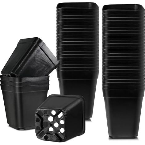 20 Pots Ronds en Plastique 6cm pour Semis, Plantes Grasses et Fleurs - Mini Godets de Culture Noirs, Lot de 20, Légers et Résistants (1/5)