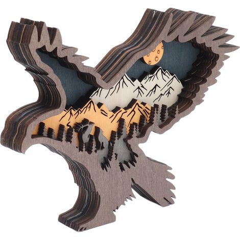 Sculptures en Bois Animaux 3D - Décoration Murale Multicolore pour Bureau et Salon