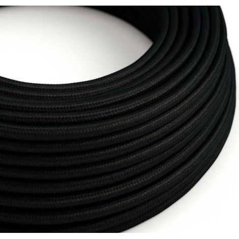 Creative-cables italia cavo elettrico rotondo rivestito in tessuto effetto seta 2x0,75 nero xz2rm04