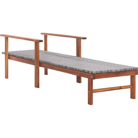 Maison Exclusive - Lettino Prendisole Polyrattan e Legno Massello di Acacia Grigio (1/5)