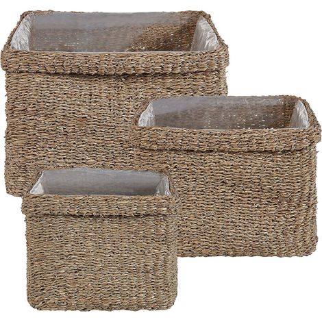 Conjunto de 3 macetas de algas marinas natural 23 x 34/ 27 x 36/ 30 x 45 cm hechas a mano accesorio boho Rivuline