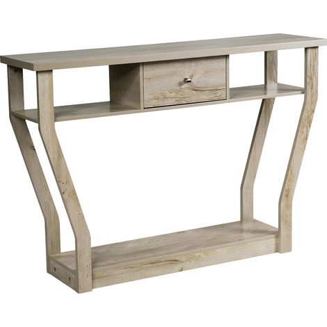 Tavolo con cassetto e 3 ripiani da studio e ufficio, Consolle per ingresso e salone multiuso 120x30x81cm Grigio (1/4)