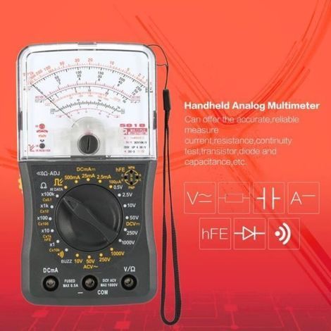pair Mini multimètre analogique portatif voltmètre AC - CC voltmètre ampèremètre ohm fusible - testeur de diodes (1/4)