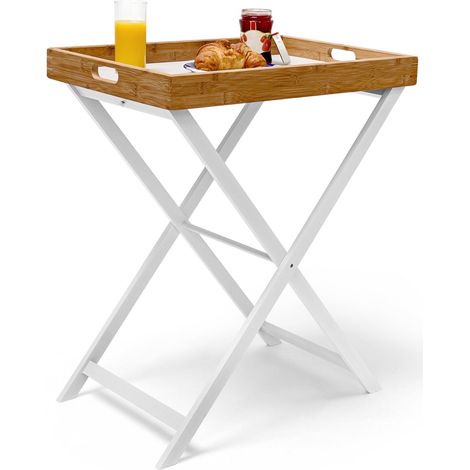 Mesa bandeja madera y bambú 72 cm