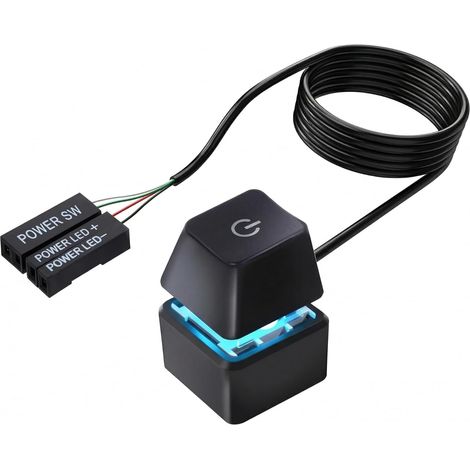 Bouton d'alimentation du PC, Interrupteur d'alimentation PC, Commutateur Mécanique Ergonomique, Desktop Computer Power Switch Externe Gaming, Bouton Power PC ATX avec Câble Noir De 1,8M (1/5)