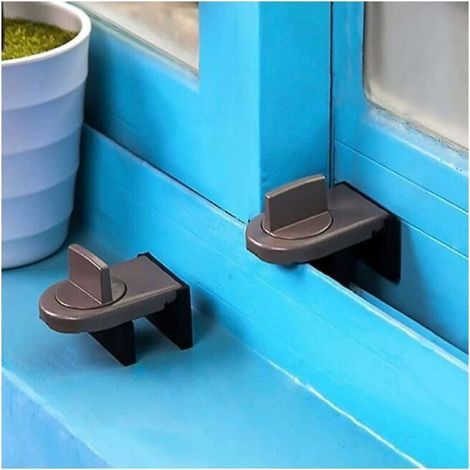 2 pieces of gray cast iron security locks for sliding doors, sliding window stops, anti-theft window locks (1/5)