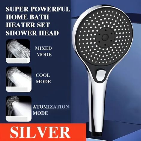 Ensemble de douche universel ultra-puissant pour salle de bain (argenté) à trois vitesses et haute pression avec grand panneau. (1/5)