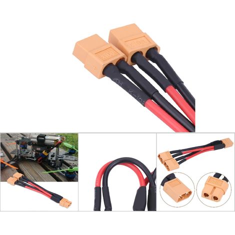 Connecteur Parallèle XT60 pour Batteries RC Lipo, Câble 14AWG 1 Femelle vers 2 Mâles (1/5)