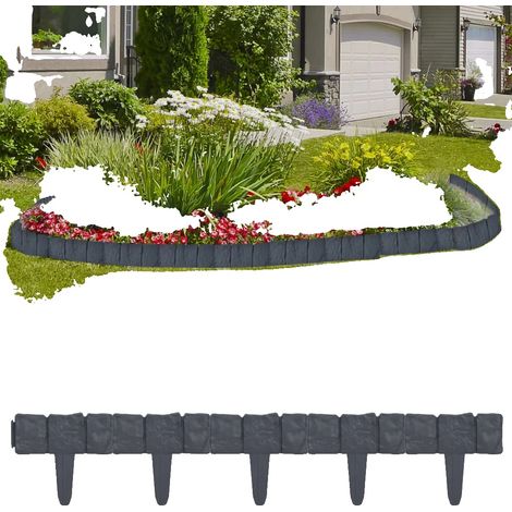 Valla de jardín, diseño modular en plástico, resistente a la intemperie, verde militar. (1/2)