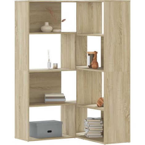 Eck-Bücherregal 4 Etagen Sonoma Eiche 85x85x140cm Holzwerkstoff