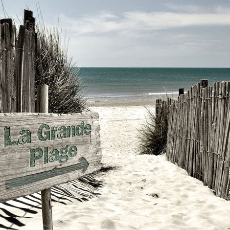Tableau sur toile la grande plage 30x30 cm - Impression sur Toile Murale Décorative - Image imprimée en HD sur Toile - Toile sur Châssis en Bois FSC - Fabriqué en France (1/4)