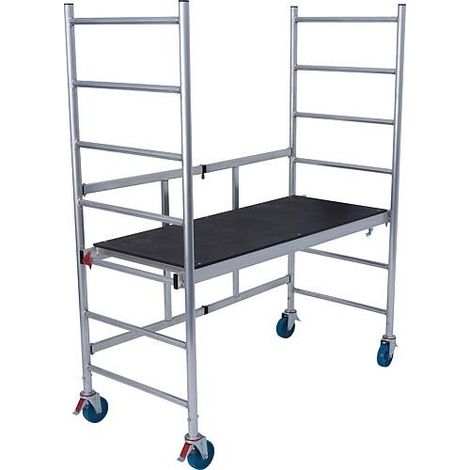 Grohe – Échafaudage mobile en aluminium léger – Hauteur de travail max 3m – Charge maximale 150kg – Roulettes freinées pour intérieur