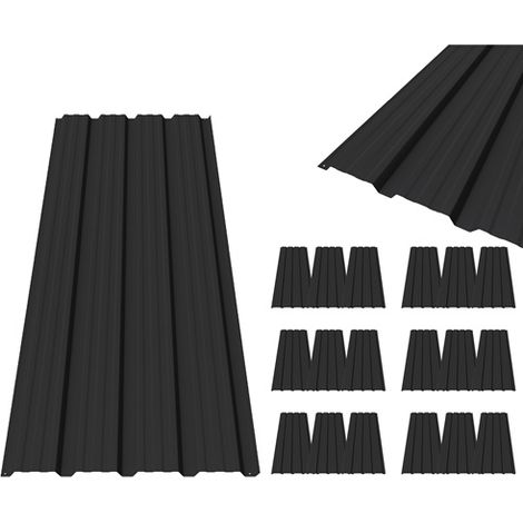 BIRCHTREE 18x Metal Roof Sheets 1290X450MM Black