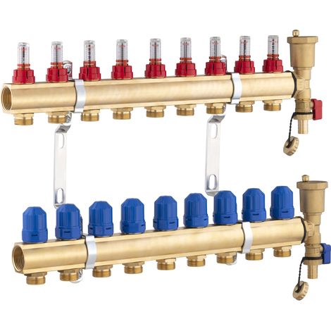 Collecteur laiton pour plancher chauffant NOYON & THIEBAULT 9 boucles