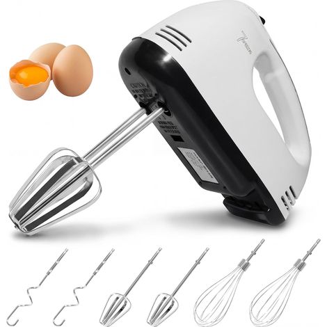 Batteur Électrique à Main avec 7 Vitesses Réglables – Design Ergonomique, Accessoires en Inox, Pièces Compatibles Lave-Vaisselle, Compact et Pratique, Idéal pour Fouetter et Pétrir (1/5)