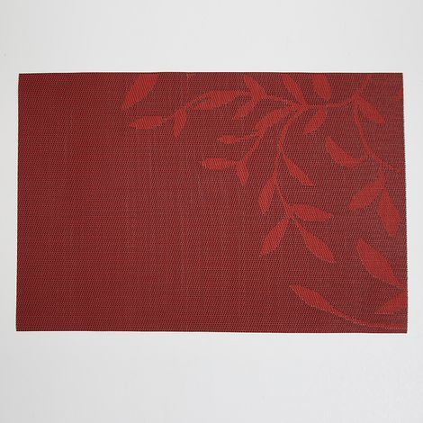 Lot de 8 sets de table en PVC à motif floral, résistants à la chaleur – Sets de table en vinyle anti-taches (Rouge) (1/5)