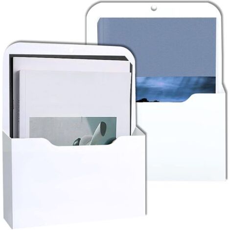 Porte Documents Magnétiques, Lot de 2 Porte-Documents Magnétiques, Rangement de Fournitures de Bureau, Porte-Lettres A4 avec Aimants Puissants pour Tableau Blanc, Réfrigérateur, Maison, Blanc (1/5)