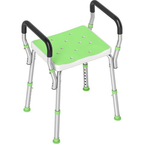 HOMCOM Rust-Free Aluminium Bath Chair with Adjustable Height, Green (1/5)