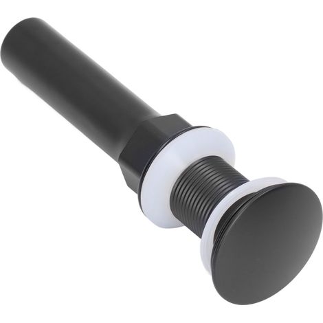 Bonde à ressort rond en acier inoxydable 304, couvercle en cuivre, panier, sans trop-plein, vidange d'évier, accessoire noir mat (1/5)