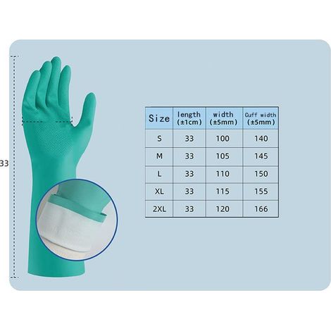 royaluxe - Gants de protection en nitrile résistants à l'abrasion, gants doublés résistants aux produits chimiques, M (1/5)
