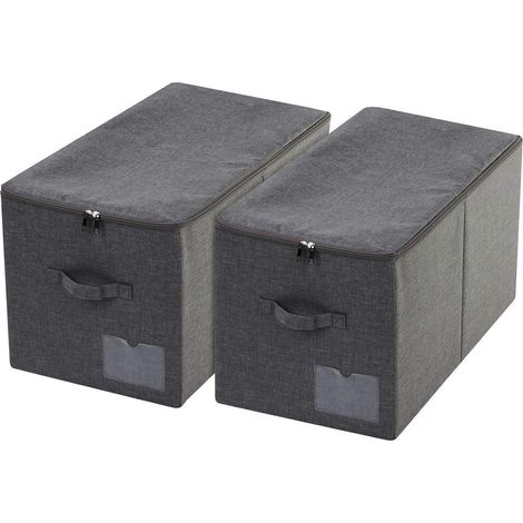 Aufbewahrungskorb 2er faltbar waschbar 563233cm (2 Pcs) Schwarz Grau (1/5)