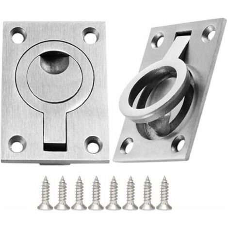 Poignée de Tiroir 2 Pièces Casier Cabinet Poignée Poignées en Acier Inoxydable Bateaux Poignée Marine Trappe Encastrée pour Bateau Poignée de Traction Encastrée avec 8 Vis (64 x 46 mm) (1/5)