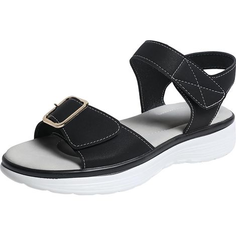 Sandali estivi da donna con suola comoda, piatta e flessibile - Chiusura casual - Punta aperta - Sandali piatti - Taglia 45