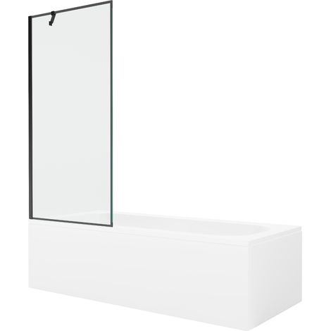 Mexen Vega baignoire rectangulaire 150 x 70 cm avec tablier et paroi 1-volet 80 cm, motif noir - 550115070X9508007070 (1/5)