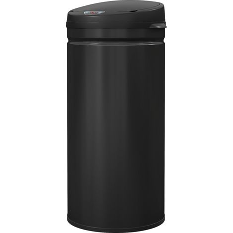 Poubelle cuisine automatique 42L acier inoxydable, poubelle à couvercle à fermeture en douceur, 30,5x30,5x68cm, noir