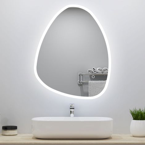 Ocean Miroir de salle de bain asymétrique 120x80cm led Teardrop Mirror 3 Colours Dimmable + Anti-buée + Mémoire