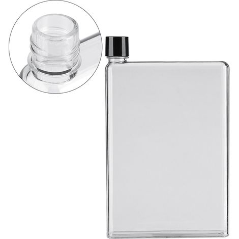 750 ml auslaufsichere, flache, schlanke Wasserflaschen aus transparentem Kunststoff, tragbare Saftbecher, farblos (1/5)
