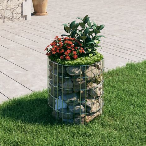 Jardinière de jardin - Balconnière à fleurs Lit surélevé à gabion circulaire Acier galvanisé Ø50x50 cm BV242475 - BonneVie (1/5)